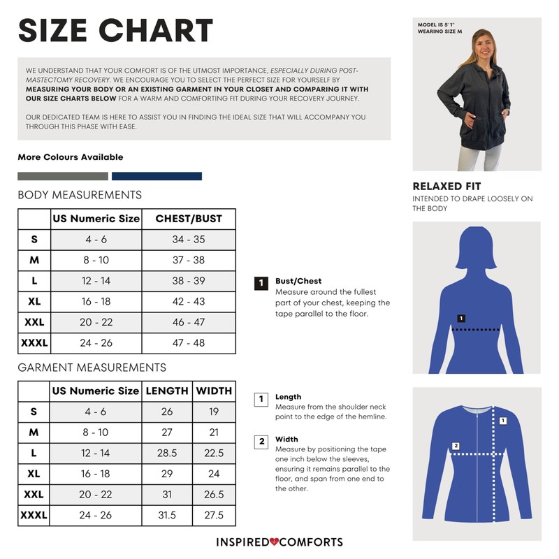 Inspired Comforts Mastectomy - Sudadera con capucha y bolsillos de