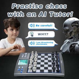 iCore Electronic Chess Set, Talking Computer Chess Board, 100 Preset Exercises, 5 Levels, 40 Famous Electronic Chess Games for Kids & Adults