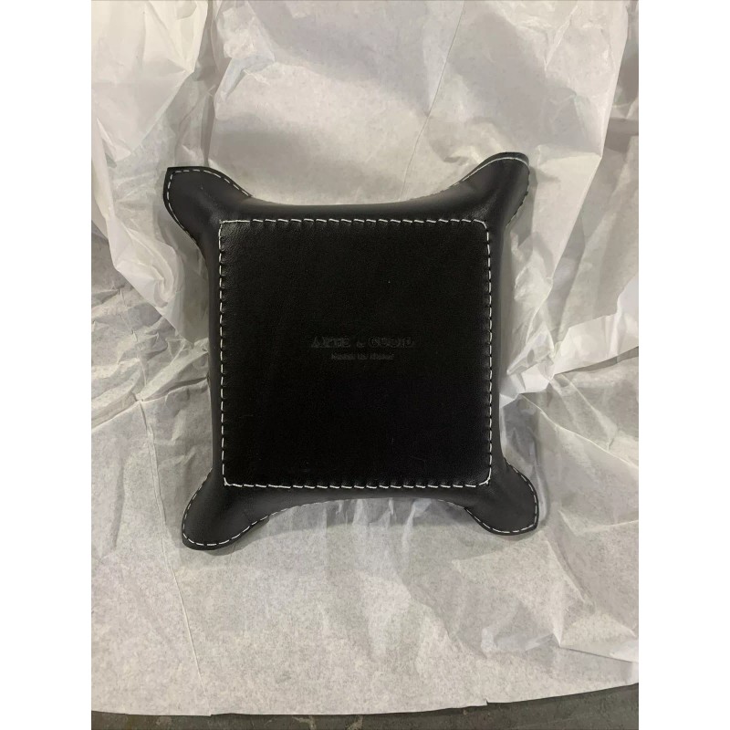 Arte & Cuoio Piombo Black Leather Tray 5.5” X 5.5”