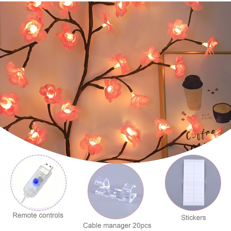 Garayma 5.3FT Cherry Blossom Lights,72LED Cherry Blossom Wall Decor