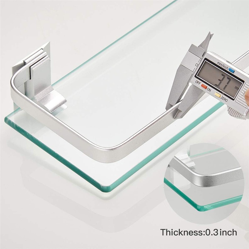 VOLPONE Glass Bathroom Shelf 15.7in Bathroom Shelf Wall Mounted Floating
