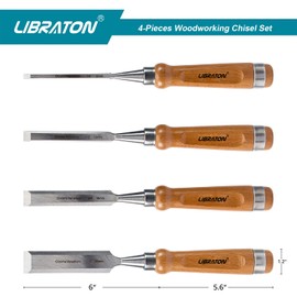 Libraton Wood Chisel Sets, Chisels Sets 4PCs, Woodworking Chisels, Wood Chisels, Chisels for Woodworking, Wood Chisel Set, Professional Chisels, Carpenter Chisels for Woodworking with Wooden Handle
