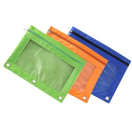 Gatuida 3Pcs Oxford Zipper Binder Pouches Transparent Document Storage Bags Orange Blue Green for School and Office Organization and Practical File Holder