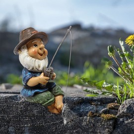 Eummy Garden Ornament Outdoor Fishing Gnome Statue Naughty Figurine Dwarf Sculpture Resin Ornament for Lawn Yard Balcony Porch Patio Home Indoor Outdoor Decorations