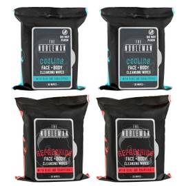 The Nobleman The Nobleman 4-Pack Face + Body Aloe Infused Cleansing Wipes: 2 Charcoal Packs with Chamomile and 2 Cooling Packs with Eucalyptus (120 Ct.)