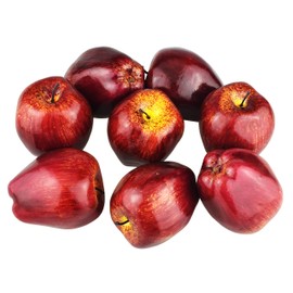 JEDFORE Fake Dark Red Apple Simulation Artificial Lifelike Plastic Red Delicious Apples Set Fake Fruit for Home House Kitchen Wedding Party Decoration Photography (8Pcs)