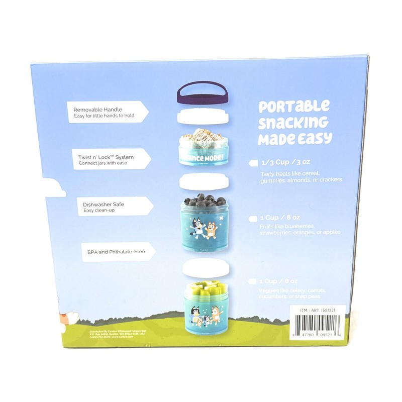 Whiskware Portable Snacking Made Easy, Snack Containers for Kids,Bluey