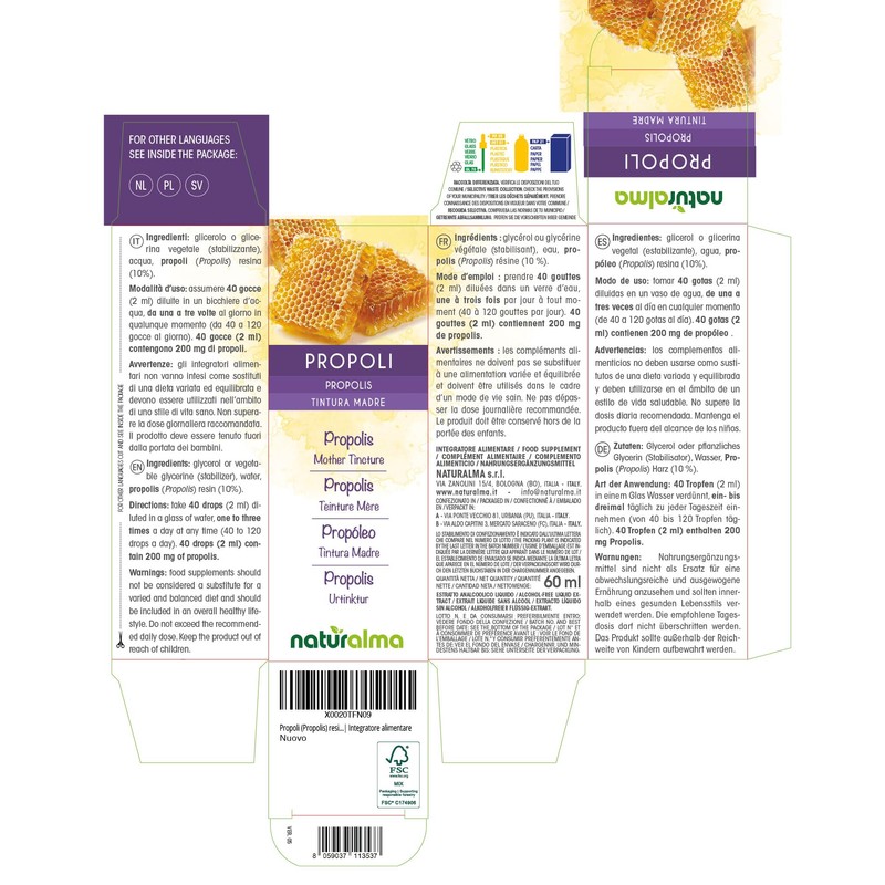 Naturalma Propolis (Propolis) Resin Alcohol-Free Mother Tincture Naturalma - Liquid