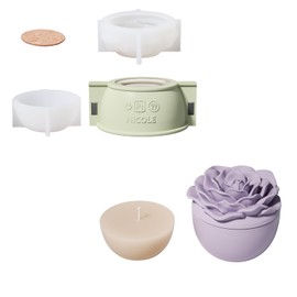 BOOWAN NICOLE Rose Flower Candle Vessels with Lid Silicone Molds & 7oz Refill Silicone Molds, Candle Jar Silicone Moulds for Jesmonite Concrete Cement Mother’ Day Gifts (SH1075-1-2+LZ0699)