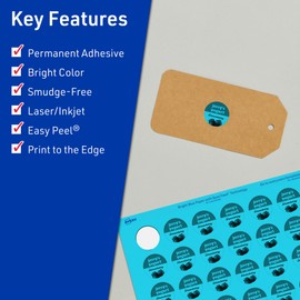 Avery Printable Round Labels, Sure Feed Technology, 1-1/4" Diameter, Bright Blue Labels, Print-to-The-Edge, Laser/Inkjet, 1,200 Total, Great for Price Stickers and Mailing Seals