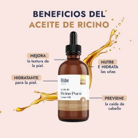 Aceite De Ricino Castor Oil Puro y Orgnico  Aceite de Almendras Dulces Natural Uso Capilar Facial y Corporal Hebbe Cosmetics  Ludika 100ml cu         