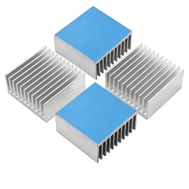 4PCS 40mm Aluminum Heatsink with Thermal Conductive Adhesive Tape, 40×40×20mm Heat Sink Cooling Cooler for Cooling VRM GPU Stepper Driver 3D Printer Stepper Motor Driver PCB LED Electronics (Silver)