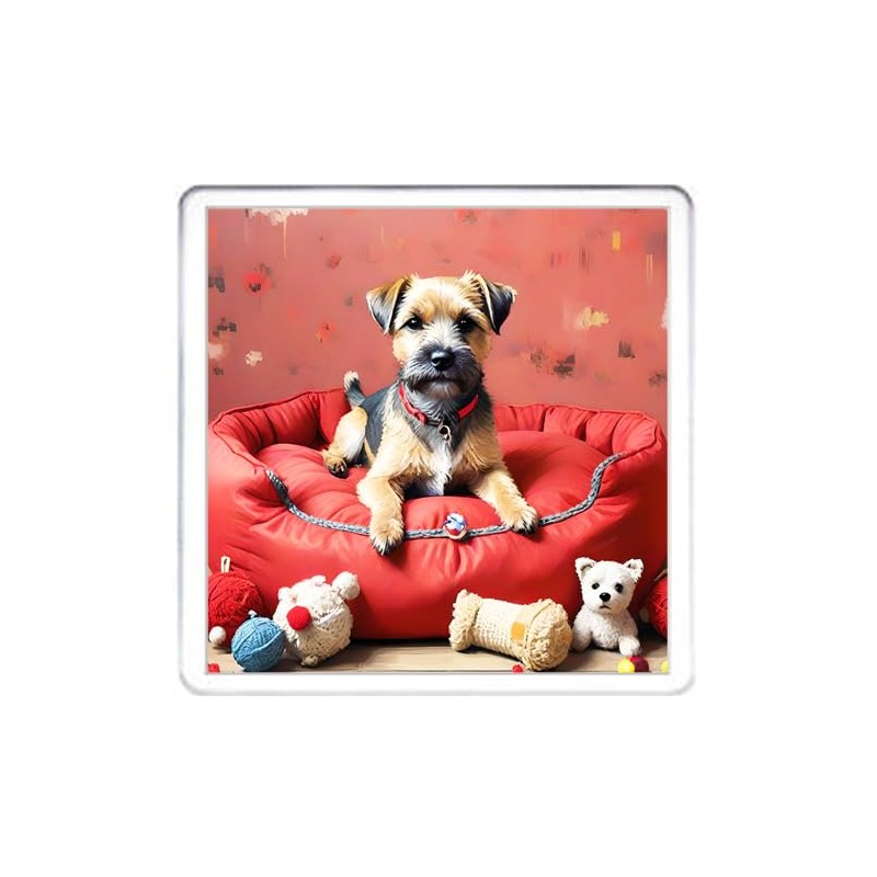 Border Terrier Dog Coaster Set. 4 different Border Terrier Dog