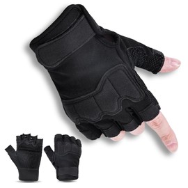 POONWEI Weight Lifting Gloves, Gym Gloves for Men and Women, Full Palm Protection Gym Gloves for Sports, Weightlifting, Training, Cycling, Pull-Ups, Rowing, and Mountaineering (Black, Large)