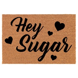 Welcome Doormat Coco Coir Door Mat Hey Sugar Hearts Love (24" x 16")