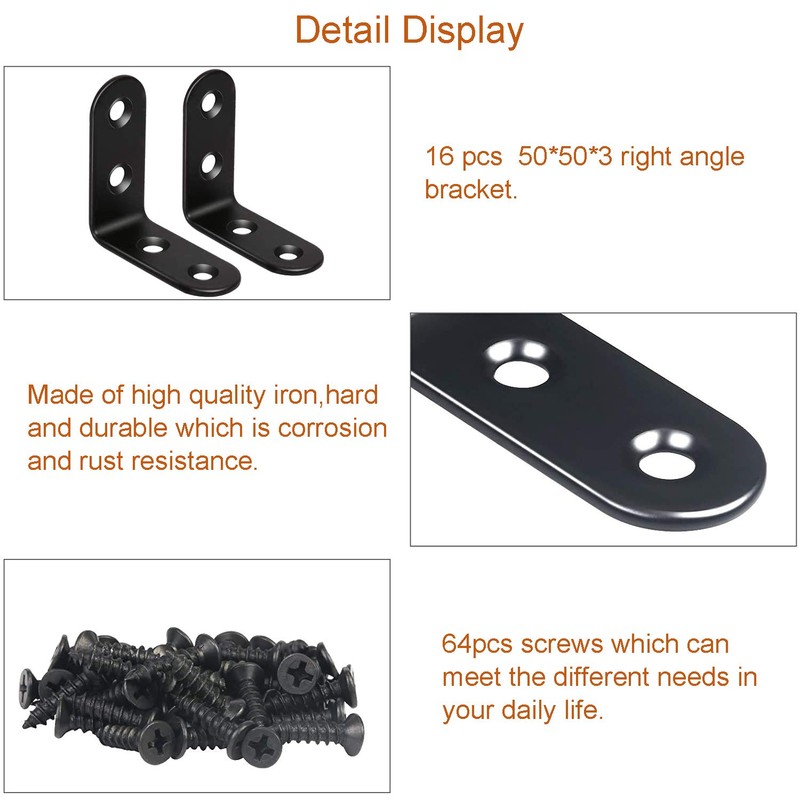 Pack of 16 Corner Connectors, 90 Degree Angle Brackets, L-Shape