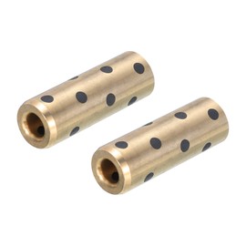 sourcing map Sleeve Bearings 6mm/0.24" Bore,12mm/0.47" OD,35mm/1.38" Height,Wrapped Oilless Bushings Brass Graphite,JDB Oilless Graphite Lubricating Brass Bearing Bushing Sleeve Pack of 2