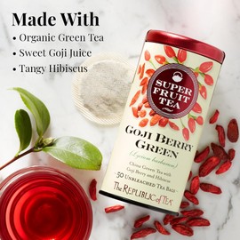 The Republic of Tea Organic Goji Berry Green Superfruit Tea, Tea Bag Tin, 50 Count