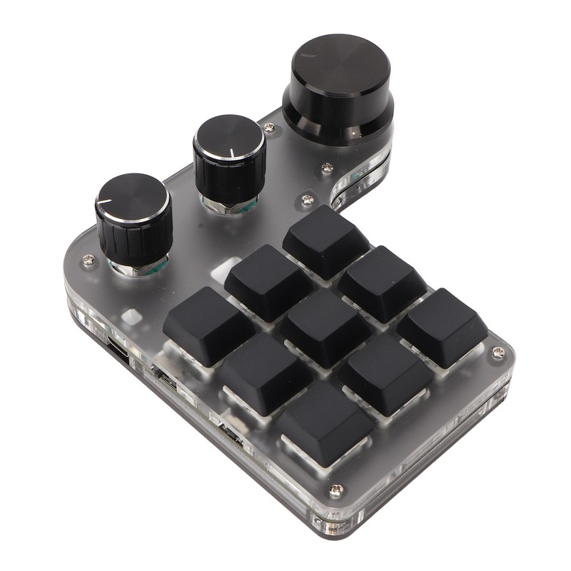 Programmable Macro Keyboard 9 Keys 3 Knobs USB Bluetooth Connection