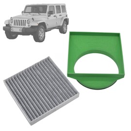 Cabin AC Air Filter Adapter For Jeep Wrangler JK/JKU, Retrofit For Mopar 68233626AA (147x148mm), Filter Included