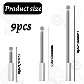 3-Piece Magnetic Bit Extension, Bit Holder Long, Bit Extension Magnetic, 1/4 Inch Hex Shank Extension Magnetic, Drill Holder Magnetic Drill for Electric Drill, Screwdriver