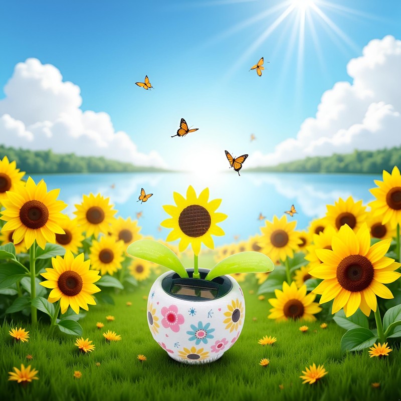 Solar Dancing Sunflower Decoration, Sunflower Solar Dancing Flower Solar Dancing