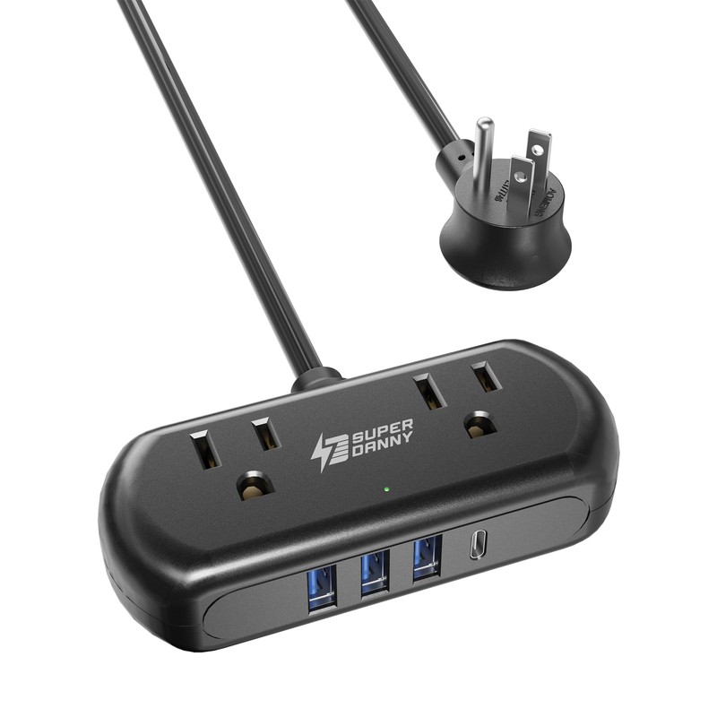 SUPERDANNY Regleta Multicontacto para Viajes, 6 En 1 Multicontactos con