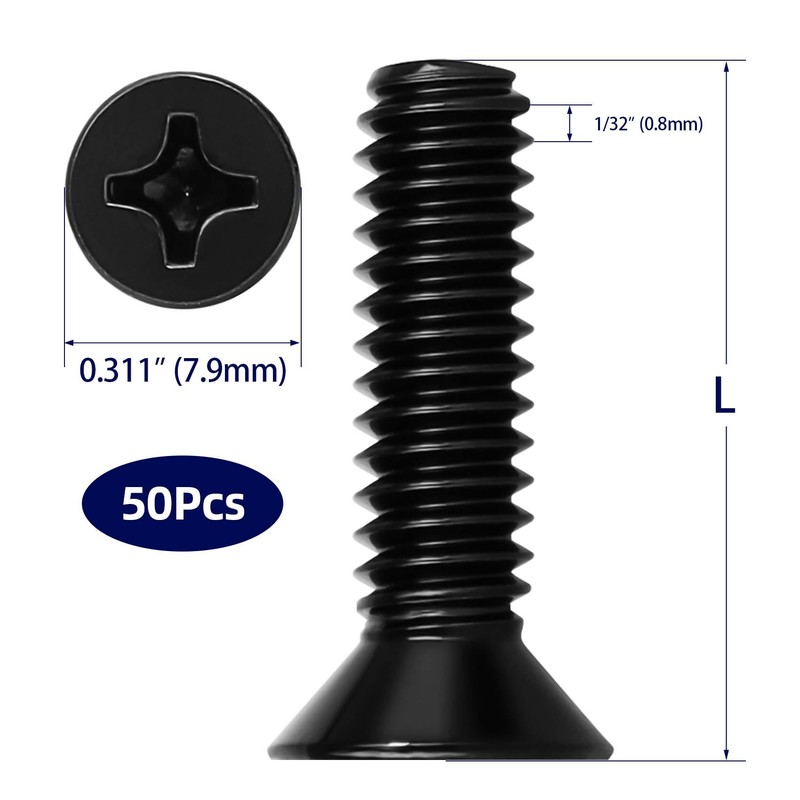 #8-32 x 2 Flat Head Machine Screws, Full Thread, Stainless