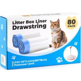 Fsitego Leak-Proof Cat Litter Box Trash Bags, Extra Thick 80Count Waste Bags for Self Cleaning Litter Boxes, 30% Recycled Eco-Conscious Material, Odor Control for Multiple Cats