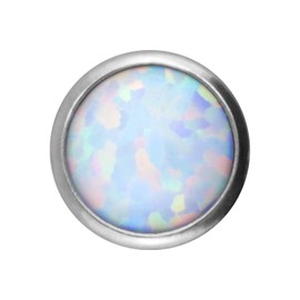 PIERCINGLINE Titanium Dermal Anchor Attachment | Disc + White Synthetic Opal | Choice of Sizes, Titanium Created Opal