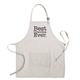 ThisWear Gifts For Grandpa Best Grandpa Ever Two Pocket Adjustable Bib Apron Cream
