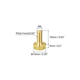 sourcing map Pack of 5 Knurled Screws M6 x 16 mm Flat Brass Bolt Handle Knobs Attachment for PC Electronic Mechanical