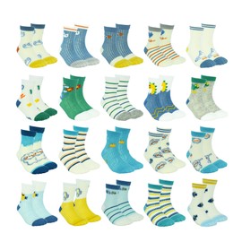 Fly love 20Pairs Baby Boys Cotton Crew Socks Kids Toddlers Infants Ankle Mesh Socks Newborn Seamless Breathable 0-12 Years (US, Age, 1 Year, 3 Years, Style A)