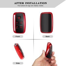 QBUC for LAND ROVER Key Fob Cover Case with Keychain for Range Rover Evoque Sport Velar Land Rover Discovery Jaguar F-Pace F-Type XE XEL XF XFL XJ Accessories (Red)
