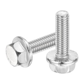 sourcing map 25Pcs M6 x 20mm Hex Serrated Flange Bolts Screws, 304 Stainless Steel Flanged Hex Head Bolts Flange Hexagon Screws for Households, Machine Tools, and DIY project, Silver