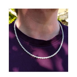 Waitsoul 925 Sterling Silver Lobster Clasp 5mm Necklace for Men/Women Rope Chain Silver Necklace Chain Diamond Cut 16-30 Inches (22)