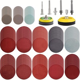 NYXCL 170Pack 3/2inch Sanding Discs Kit with 2 & 3" Backer Pads, Sanding Sponge for Drill Sanding Attachment Die Grinder Rotary Tools with 1/8" 1/4" Shanks Sanding Pads P80-3000