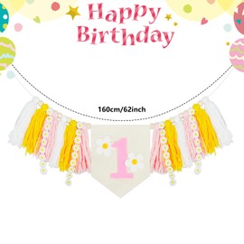 SKTMH Daisy High Chair Banner Daisy 1st Birthday Highchair Banner Daisy Birthday Decorations One Groovy Birthday Decorations Boho Rainbow Party Decorations Boho 1st Birthday Decorations Hippie Decor