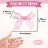 Mxxipp 15pcs Mini Pink Ribbon Bows, Small Lace Bow, Cute