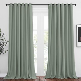 NICETOWN Light Reducing Grommet Curtains - Triple Woven Textured Soft Curtain Panels for Living Room Window Treatment Drapes for Sliding Door (W80 x L108, Sage Green, 2 Pieces)
