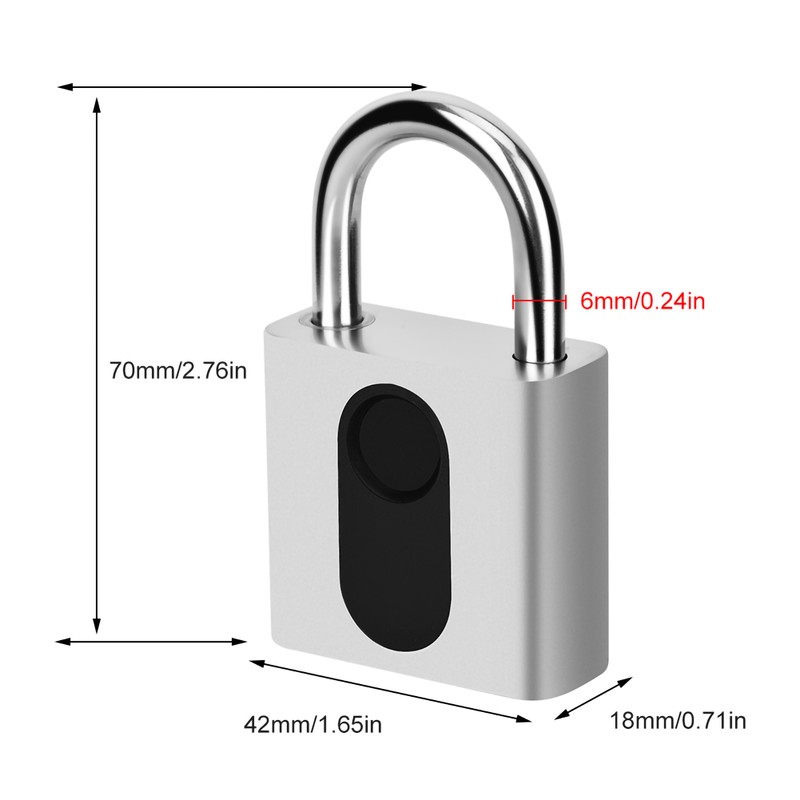 Smart Fingerprint Padlock Keyless Door Lock Waterproof Rechargeable Home Safety