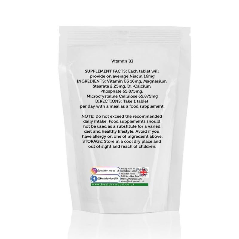 Vitamin B3 16mg Nicotinic Acid Niacin 60 Vegetarian Tablets -