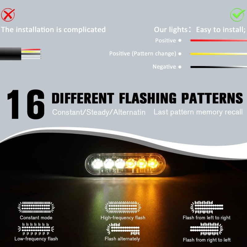DIBMS LED Emergency Strobe Lights, 8X Amber White 6 LED