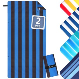 Jokisa Set of 2 Microfibre Beach Towels, XXL 90 x 180 cm, Microfibre Towels, Compact and Sandproof, Lightweight and Quick-Drying Gym Towel for the Beach, Gym, Travel