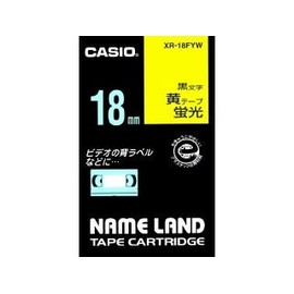 Casio XR – 18fyw Fluorescent Color Tape 18 mm (Fluorescent Yellow Tape/Black)