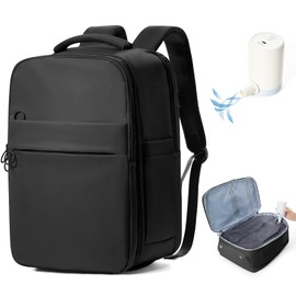 vivatote Vacuum Backpack Travel for Women Men, Airline Approved Vacuum Compression Backpack Bag Carry on Luggage Travel Essentials Backpacks with 15.6inch Laptop Compartment, Contain Pump, Black