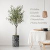 Artificial Tree in Modern Geometric Pattern Planter, Fake Olive Silk