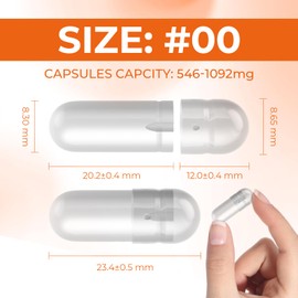 AngtaiJN Empty Gelatin Capsules Size 00 Clear Empty Capsules for Filling with 2 Micro Spoons, DIY Gelatin Capsule 00 Compatible with Capsule Filler Size 00, Pack of 1000