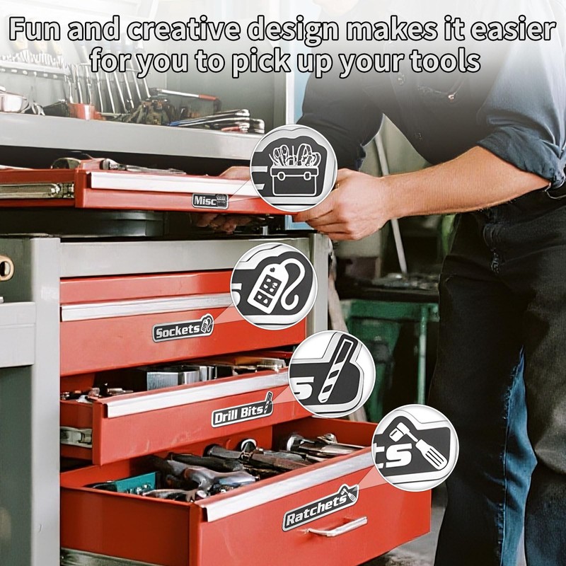 15 Pack Magnetic Toolbox Labels, Tool Box Labels with Magnetic，Toolbox