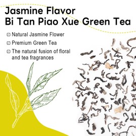 LWXLJMJZC-Bi Tan Piao Xue Jasmine Green Tea | Premium Chinese Loose Leaf Tea with Fragrant Jasmine Blossoms| Perfect for Daily Enjoyment or Gifting (100g/3.52oz）